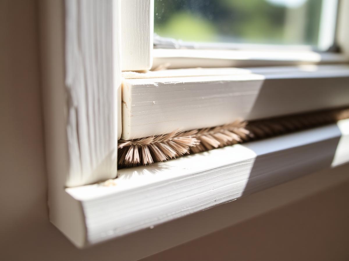 Brush pile draught seal routed into a timber sash window in a Bathwick Bath period home